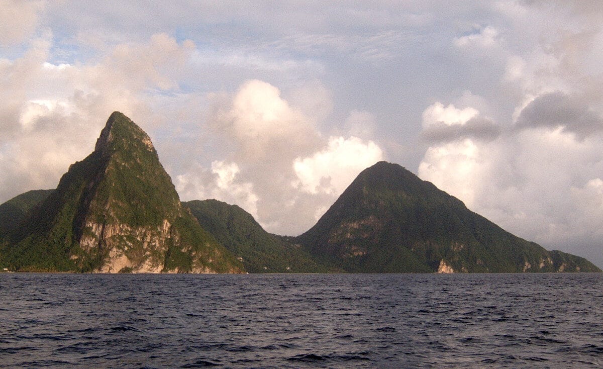 The-view-of-the-pitons-from-the-sunset-cruise